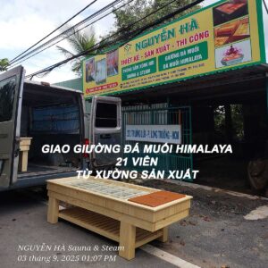 Giường Đá Muối Himalaya 21 viên Nguyễn Hà chuẩn spa và gia đình 17 Chuan bi di giao Giuong da muoi 21 vien tai xuong san xuat nguyen ha