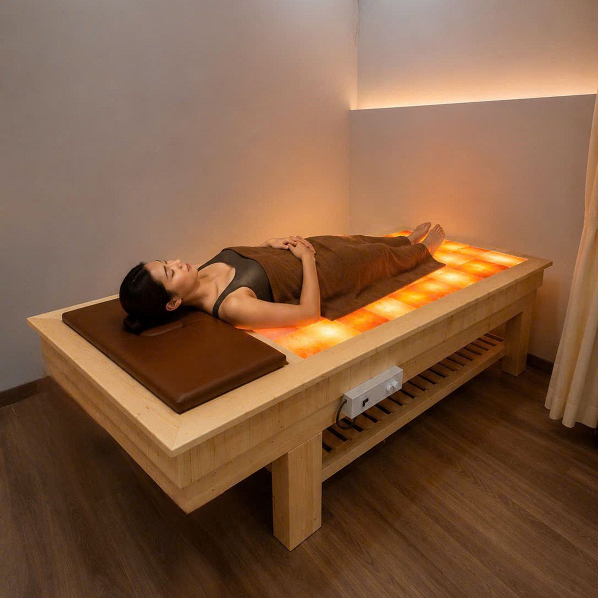 Giường Đá Muối Himalaya 21 viên Nguyễn Hà chuẩn spa và gia đình